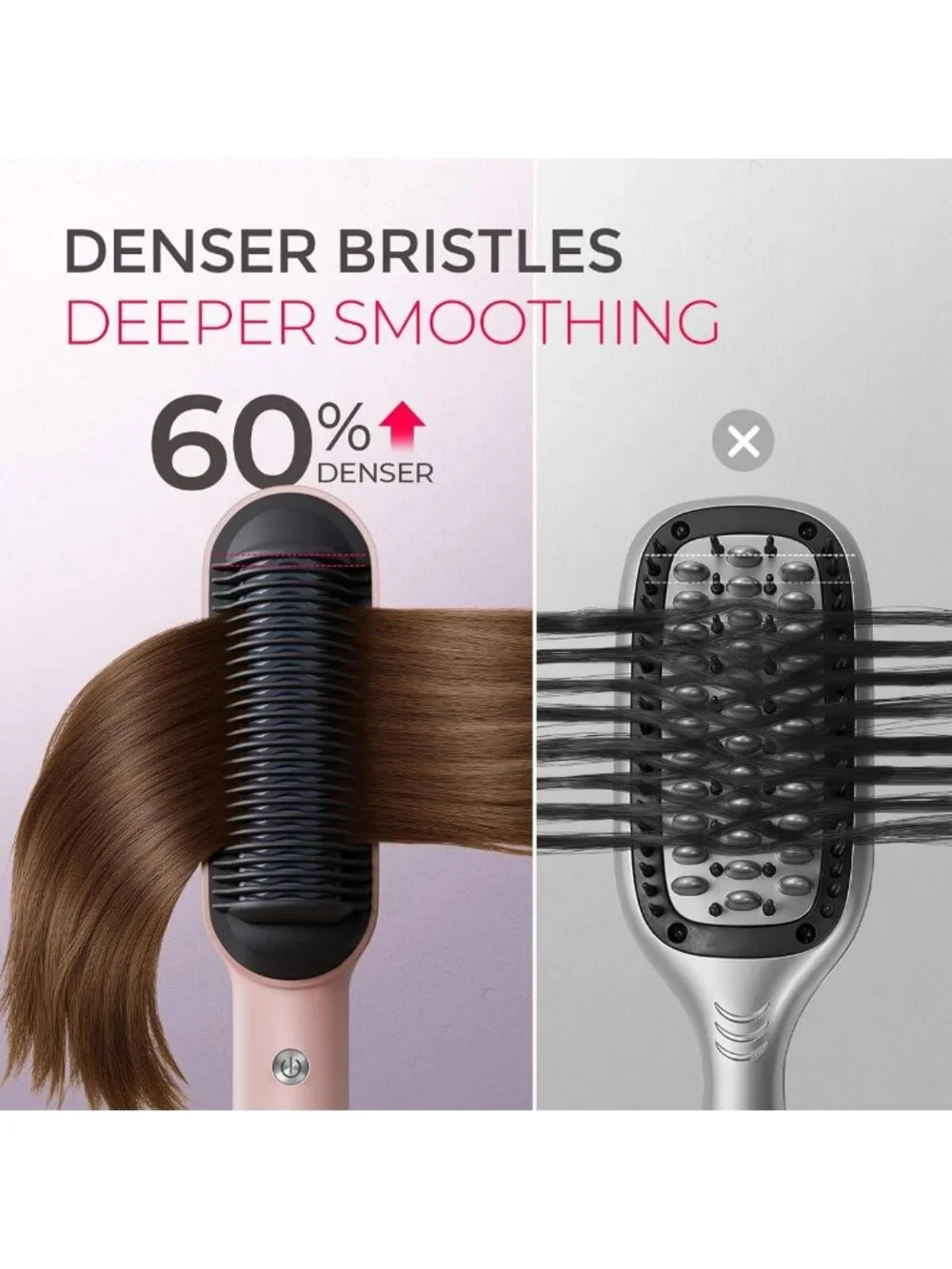 2-in-1 Hair Straightening Brush & Hot Comb - Fast Heat, Sleek Finish, Easy